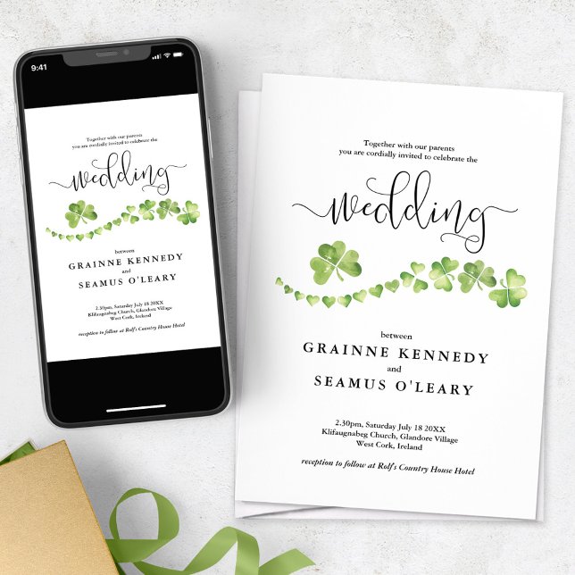 Shamrock irlandés Todo En Una Invitación A La Boda (Subido por el creador)