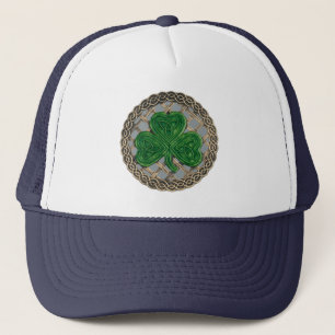 Shamrock, Lattice Y Nudos Celtas En Gorra Gris