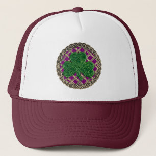 Shamrock, Lattice Y Nudos Celtos En Gorra Púrpura