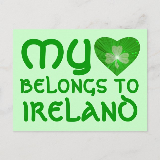 Shamrock 'Mi corazón pertenece a...' postal blanca (Anverso)