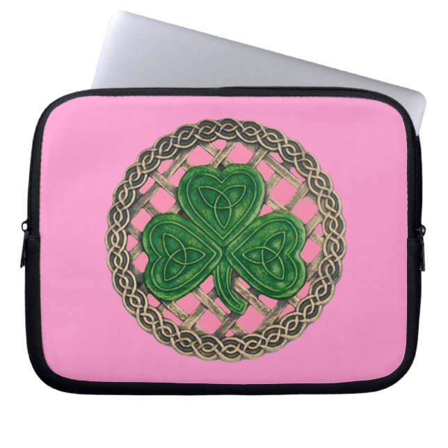 Shamrock rosa en la funda de la laptop Knots celta (Frente)