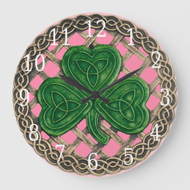 Shamrock rosa Y nudos celtas alrededor del reloj (Anverso)