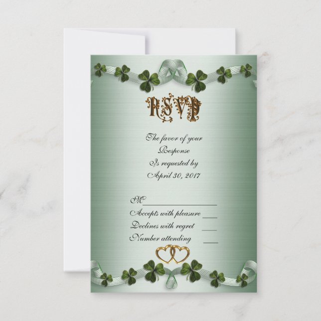 Shamrock RSVP de boda irlandesa (Anverso)