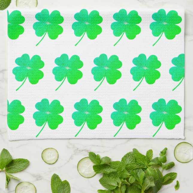 Shamrock St Patricks Día Toallas de Cocina Verde (Doblado)