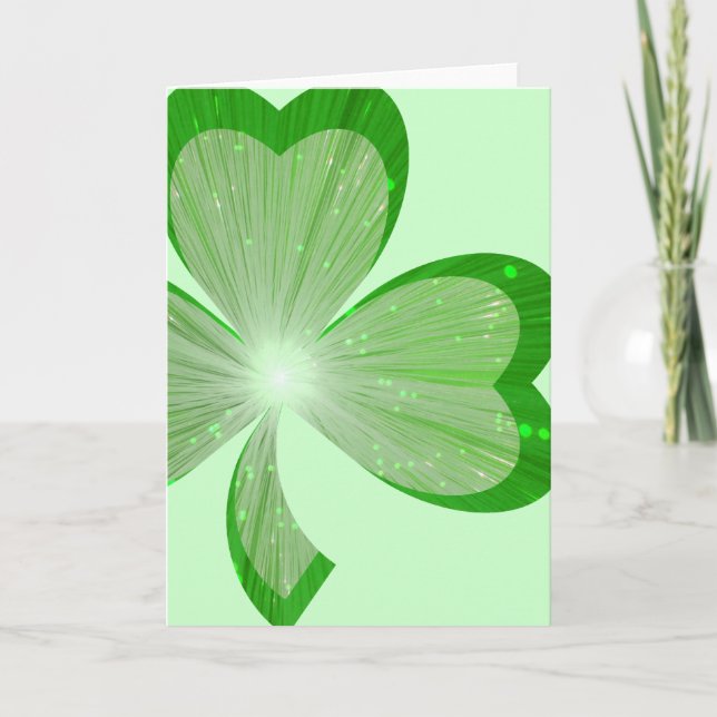 Shamrock tarjeta de saludo grande vertical verde (Anverso)