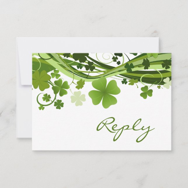 Shamrock (trébol) irlandés Wedding RSVP (Anverso)
