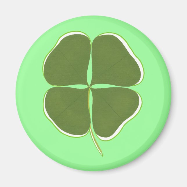 Shamrock verde, cuatro imanes de trébol de hojas (Frente)