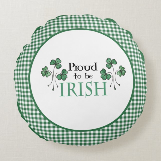 Shamrock verde orgulloso de ser la almohada redond (Anverso)
