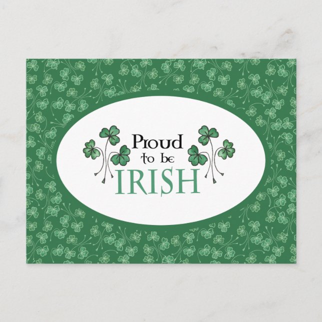 Shamrock verde orgulloso de ser postal irlandés (Anverso)