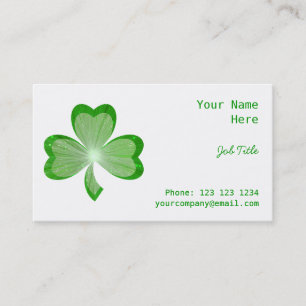Shamrock White tarjeta de visita verde hacia atrá
