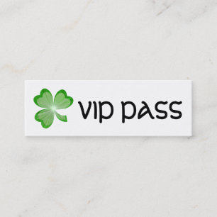 Shamrock White "VIP PASS" tarjeta de visita delgad