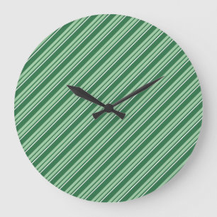 Shamrocks Reloj de pared rayado verde oscuro y cla