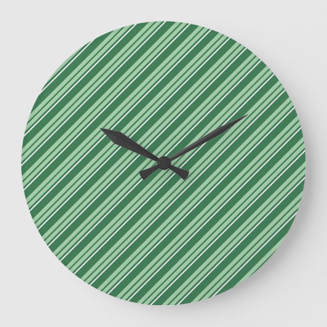 Shamrocks Reloj de pared rayado verde oscuro y cla (Anverso)