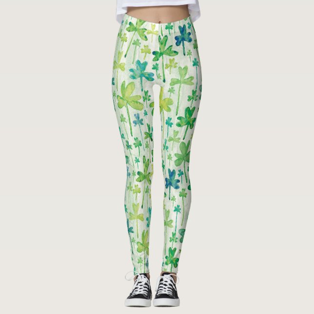 Shamrocks St. Patrick's Day Light Green Leggings (Anverso)