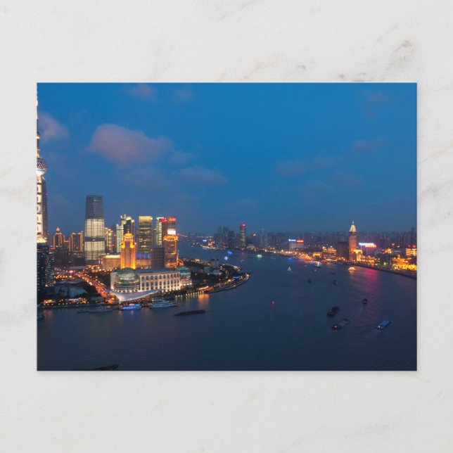 Shanghai por tarjeta postal nocturna (Anverso)