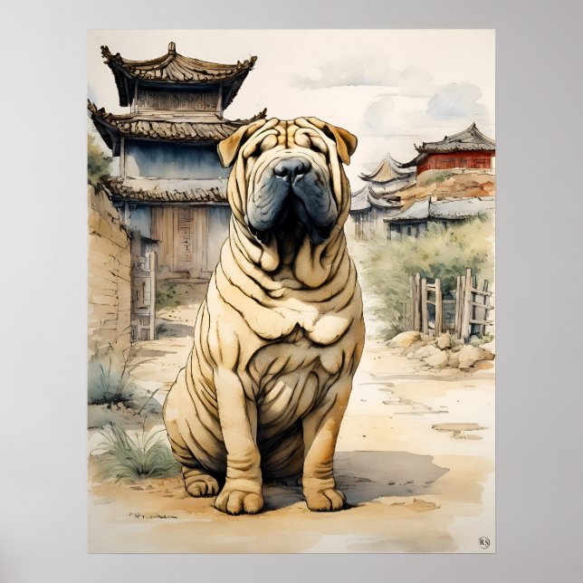Shar Pei - Impresión del arte del perro (Frente)