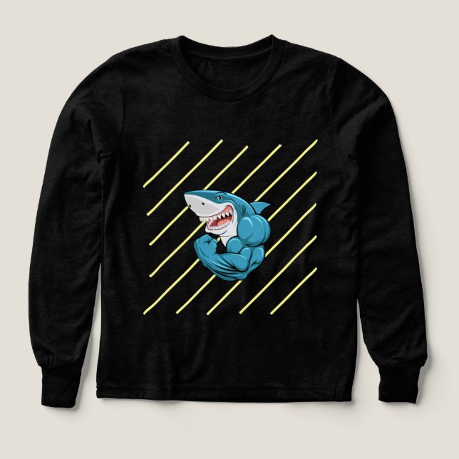 "Shark Mode Sweatshirt – Deep Sea Style with Bite" (Diseño frontal)
