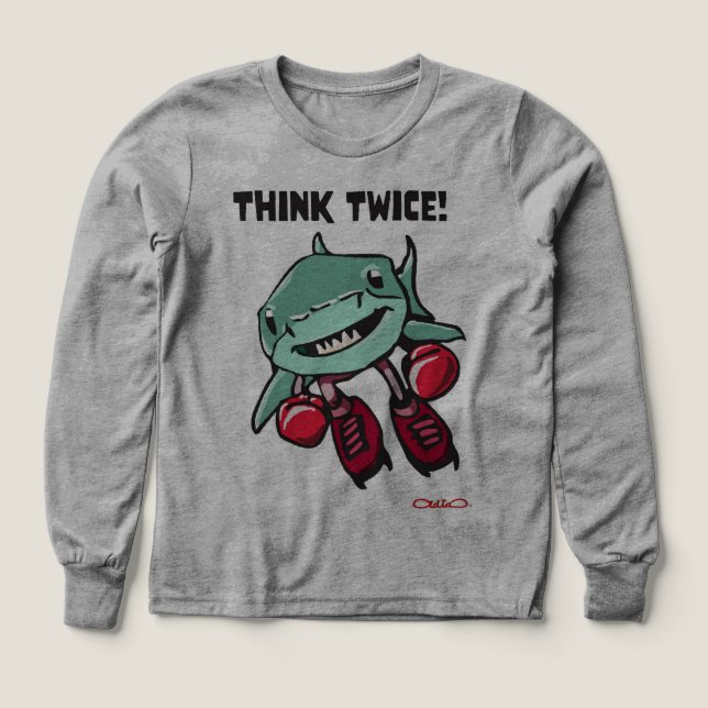 Shark with boxing gloves Long sleeve T-Shirt (Diseño frontal)