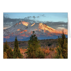 SHASTA DEL SOPORTE EN LA PUESTA DEL SOL