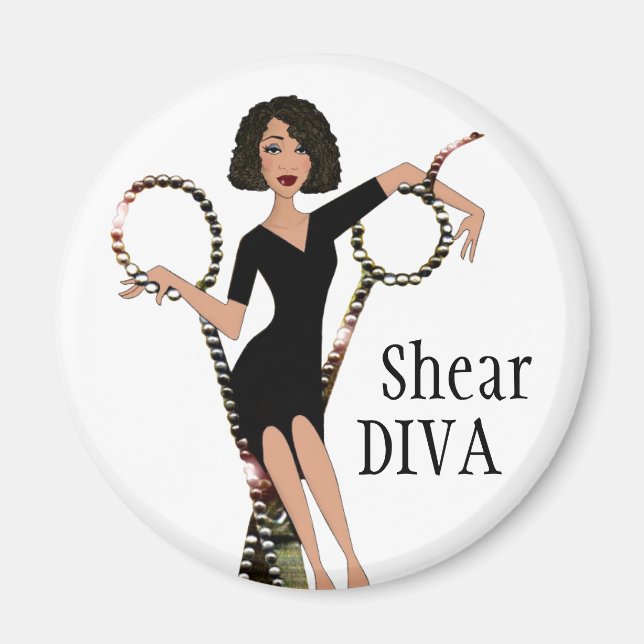 "Shear DIVA", imán diva afroamericano (Frente)