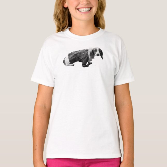 "Shelby in a Jean Jacket" camiseta de Dachshund (Anverso)