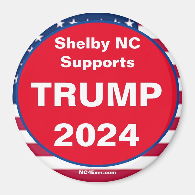 Shelby NC Admite el imán patriótico TRUMP 2024 (Frente)