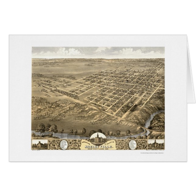 Shelbyville, mapa panorámico de IL - 1869 (Anverso (Horizontal))
