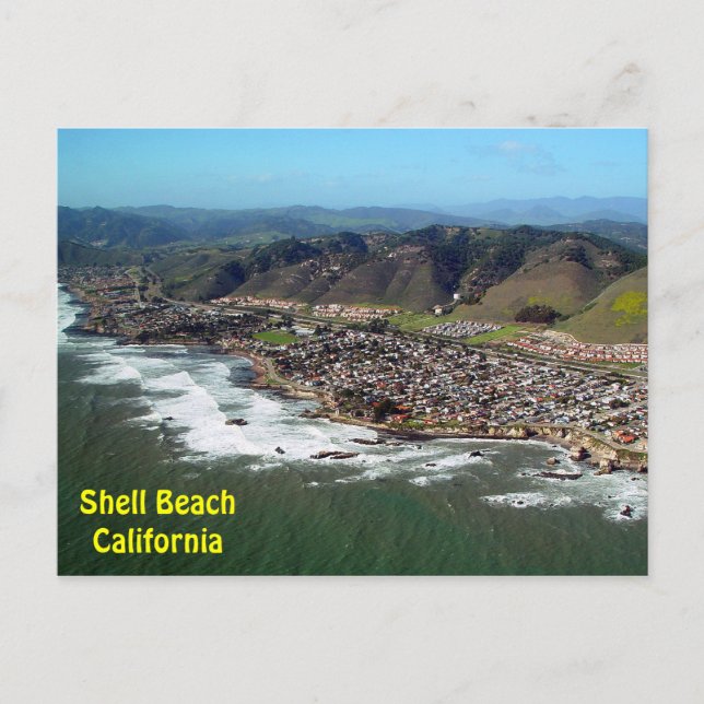 Shell Beach, tarjeta postal de vista aérea de Cali (Anverso)