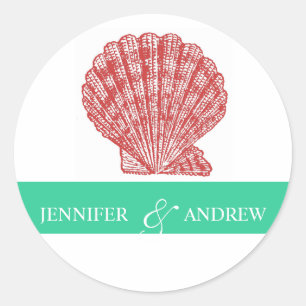 Shell Bride Groom Nombres Pegatinas de bodas