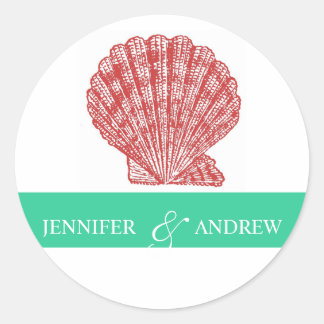 Shell Bride Groom Nombres Pegatinas de bodas