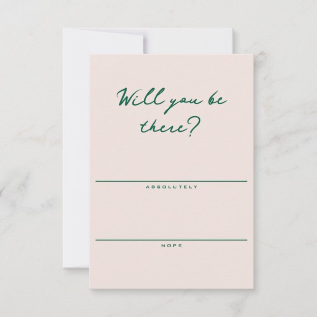Shell Pink and Green Simple RSVP Card (Anverso)