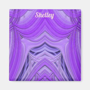 SHELLEY ~ 3D Diseño fractal morado azul imán
