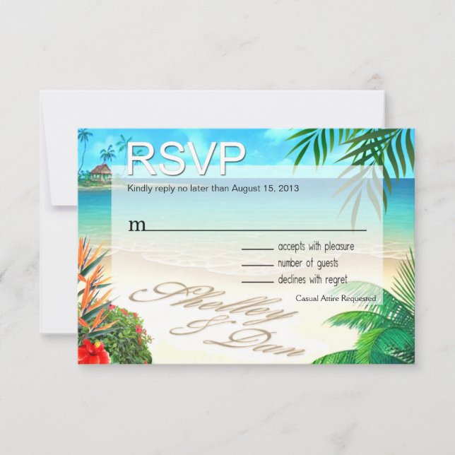 Shelley & Dan Exotic Beach RSVP ::personalizado: (Anverso)