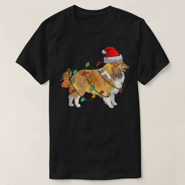 Sheltie Dog Ugly Christmas Sweater Xmas Tree Light (Diseño del anverso)