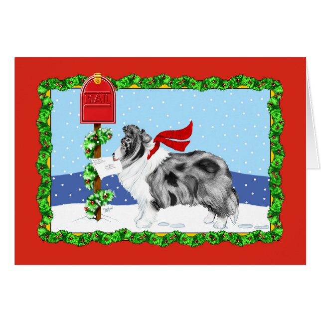 Sheltie Navidades Mail Bi Blue (Anverso (Horizontal))