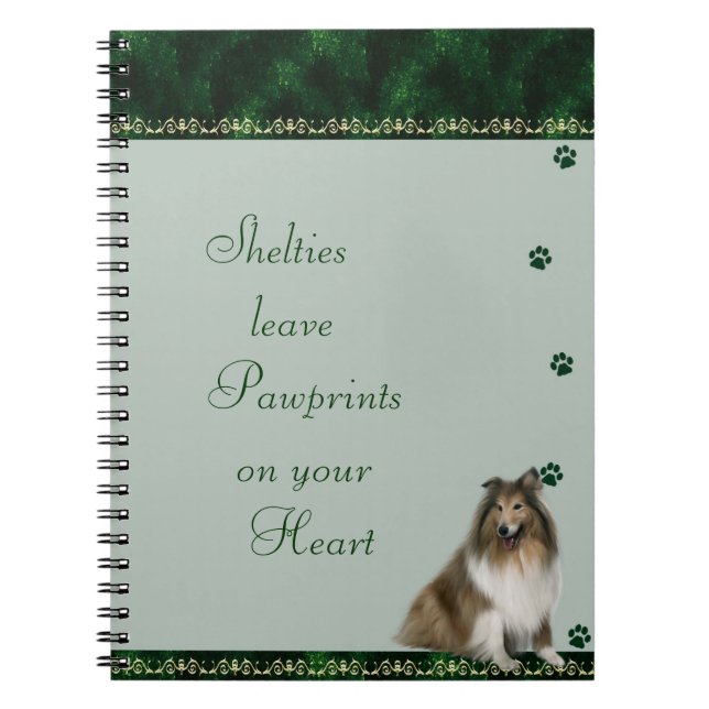 Shelties Pawrints en su cuaderno del corazón (Frente)