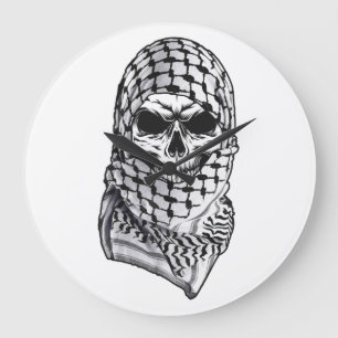 Shemagh árabe Kufiya cráneo reloj de pared acrílic
