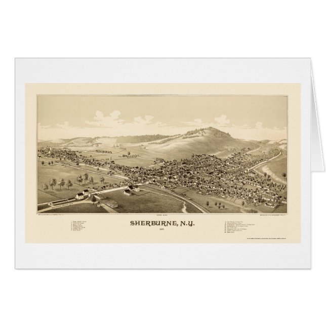 Sherburne, mapa panorámico de NY - 1887 (Anverso (Horizontal))