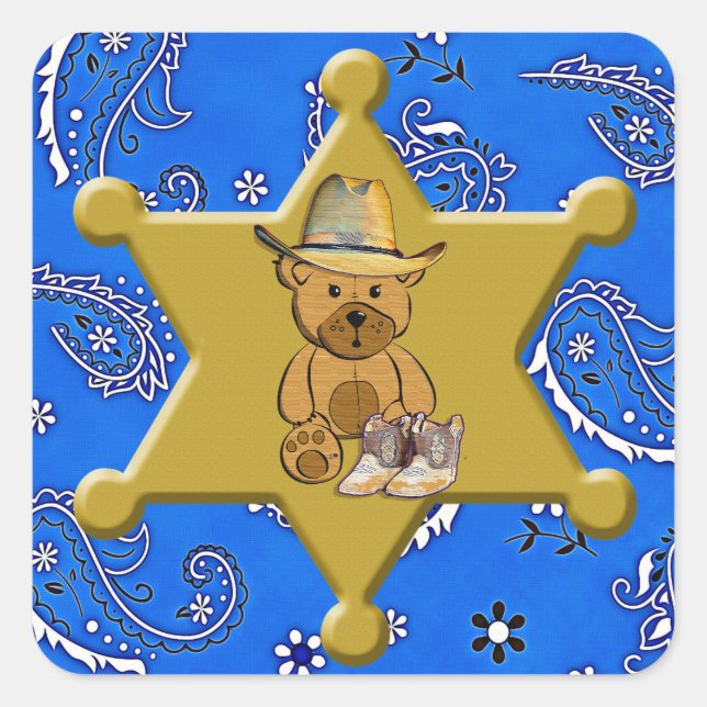 Sheriff Badge Blue Bandanna Pegatina (Anverso)