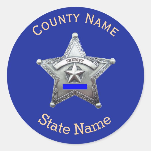 Sheriff Badge Personalizado Round Pegatina (Anverso)