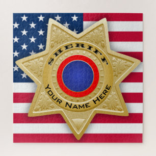 Sheriff Badge Puzzle Personalizable Añadir su nomb