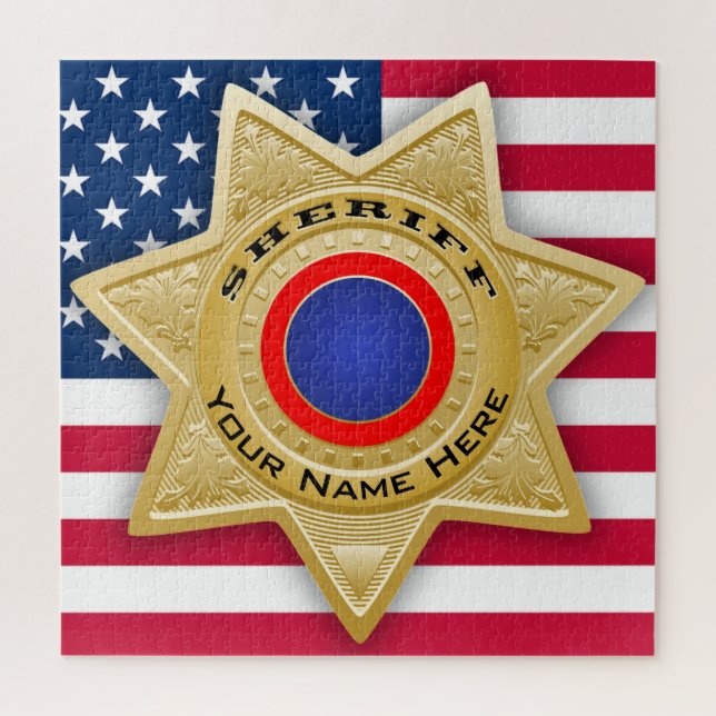 Sheriff Badge Puzzle Personalizable Añadir su nomb (Vertical)