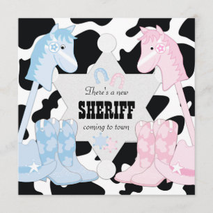 Sheriff Cowboy Gender Reveal Party Invitaciones