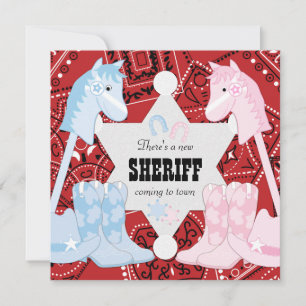 Sheriff Cowboy Gender Reveal Party Invitaciones