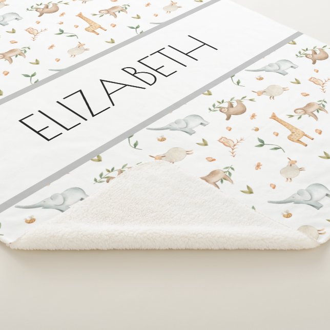 Sherpa Animales de la madera nombre de bebé manta persona (3/4)