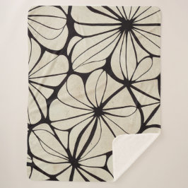 Sherpa Bonita manta floral en negro y crema