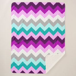 Sherpa Chevrons Verde azulados blancos morados Gran manta