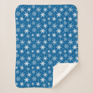 Sherpa Cute copos de nieve con puntos manta azul