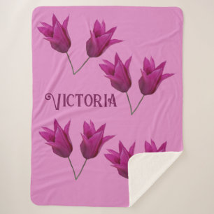 Sherpa Cute Victoria nombre tulipano rosa flor manta