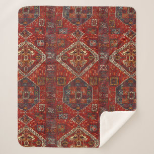 Sherpa Diseño oriental de la manta en no5 rojo oscuro